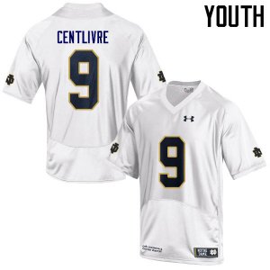 Notre Dame Fighting Irish Youth Keenan Centlivre #9 White Under Armour Authentic Stitched College NCAA Football Jersey IMQ7399UH